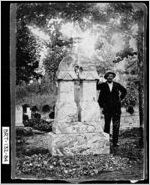 [Photograph of David Russell Gaines with stone cutting art on tombstone, Cartersville, Bartow County, Georgia, ca. 1889]