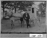 [Photograph of mail carrier with his horse-drawn wagon on R. F. D. Route No. 1, Carroll County, Georgia]