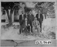 [Photograph of Luke, Jasper, John, Jim, and Thomas Martin Brown at Old Orr Station, Jonesboro, Clayton County, Georgia]