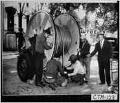 [Photograph of workers installing cable for the WTOC-TV antenna, Savannah, Chatham County, Georgia, 1954]