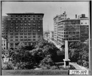 A SECTION OF OFFICE BUILDINGS AND HOTLES. IN THE FOREGROUND IS THE MONUMENT . . . GREENE, UNDER THIS MONUMENT RESTS THE REMAINS OF GENERAL GREENE AND HIS SON . . . LAID IN 1825 BY GENERAL LA FAYETTE