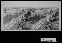 [Stereograph of aerial view of the businesses and ships along the river front, Savannah, Chatham County, Georgia, ca. 1870]