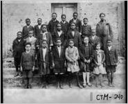 [Photograph of elementary school students gathered with teacher outside their school, Chatham County, Georgia, 1925 or 1926]