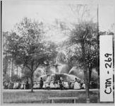[Stereograph of people gathered at the fountain in Forsyth Park, Savannah, Chatham County, Georgia, ca. 1875]