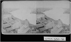 [Stereograph of an elevated view looking north up the Savannah River, Savannah, Chatham County, Georgia, ca. 1875]