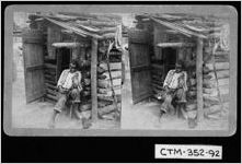[Stereograph of an African-American man playing a crude homemade violin, probably Chatham County, Georgia, 18--]