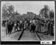 [Photograph of townspeople viewing the damage following a wreck of the Atlantic Coast Line Railroad, Decatur County, Georgia, ca. 1921-1925]