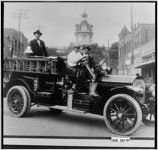 [Photograph of firemen with Decatur's first fire engine, Decatur, DeKalb County, Georgia, 1914]