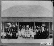 [Photograph of students and teachers in front of country schoolhouse, Eastman, Dodge County, Georgia, ca. 1900-1939?]