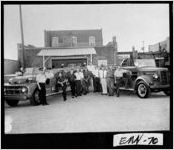 [Photograph of firefighters with their fire trucks in front of the fire station, Swainsboro, Emanuel County, Georgia, ca. 1957-1959?]