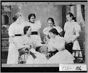 [Photograph of Montgomery cousins Emma, Rosalee, Leila, Mary Lou, Nettie Stringer, and Samali Eruisn, Rome, Floyd County, Georgia, between 1900 and 1905?]