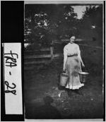 [Photograph of Myra Stevenson carrying fresh milk, Franklin County, Georgia, ca. 1916]