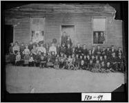 [Photograph of students and teachers beside a Fairview school building, Fairview, Franklin County, Georgia, 1907 Feb.]