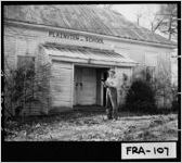 [Photograph of Ralph Sewell in Front of Plainview School, Plainview, Franklin County, Georgia, 197-]