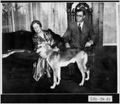 [Photograph of Miss Mitt, Eugene Talmadge, and their dog, Georgia, 193-]