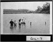 [Photograph of baptism in Harley Barnes' lake, Gilmer County, Georgia, 1960]