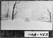 [Photograph of street during snow storm, Calhoun, Gordon County, Georgia, 1940 Jan. 23]