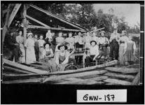 [Postcard of peach cannery employees and family posing, Sugar Hill, Gwinnett County, Georgia, ca. 1899 or 1900]