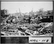 [Postcard of several cars amidst debris, Gainesville, Hall County, Georgia, 1936 Apr. 6]