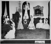 [Photograph of Brenau students in formal gowns in the Chinese room, Gainesville, Hall County, Georgia, 195-]