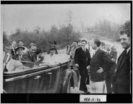 [Photograph of Franklin and Eleanor Roosevelt riding over the stone bridge over King's Gap, Harris County, Georgia, 1939]