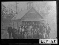 [Photograph of students and teachers in front of school, Lumpkin County, Georgia, not after 1965 ]