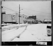 [Photograph of Railroad Street after a snowstorm, Thomson, McDuffie County, Georgia, 1973 Mar. 15]