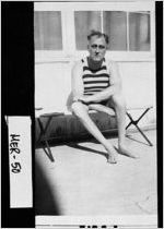 [Photograph of Franklin Delano Roosevelt at the treatment pool of the Warm Springs Foundation, Warm Springs, Meriwether, ca. 1937-1939?]