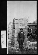[Photograph of David Crockett Clements at remains of Lazenby Mill, Putnam County, Georgia, 1968]