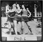 [Photograph of three girls at Laurel Falls Camp in their swimsuits, Rabun County, Georgia, 1923]
