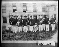 [Photograph of Rabun County Volunteer Band members in front of courthouse, Clayton, Rabun County, Georgia, ca. 1912]