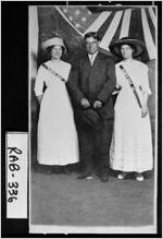 [Postcard of men and two women at a celebration, Clayton, Rabun County, Georgia, 1916]