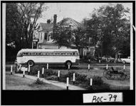 [Photograph of Southeastern Stages bus parked in front of the Langford home, Conyers, Rockdale County, Georgia, 1953 ]