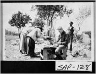 [Photograph of men and women shucking oysters, Sapelo Island, McIntosh County, Georgia, 1919 or 1920]
