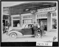 [Photograph of J. M. Roberts, Branch Moseley, and Hurley D. Jones, as Mr. Roberts buys a car from Jones Chevrolet Co., Donalsonville, Seminole County, Georgia, 1936 Jan. 7]