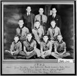 1943, Front: Jim Dudley, Bob Gatewood, Frank Easterlin, Billy Elan, Robert Ellis, Terrell Horne, Johnny Sheffield, Rev. O. L. Evans, Char. Hogg, Bill Brennan