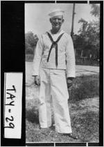 [Photograph of Jack Kirksey in his sailor's uniform, Reynolds, Taylor County, Georgia, ca. 1940]