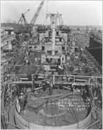 [Photograph of the Liberty ship R. Ney McNeely under construction (second view), J.A. Jones Construction Company shipyard, Brunswick, Georgia], 1944 Jan. 28