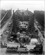 [Photograph of the Liberty ship Samlorian under construction, J.A. Jones Construction Company shipyard, Brunswick, Georgia], 1944 Apr. 21