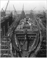[Photograph of the Liberty ship Samlorian under construction (second view),  J.A. Jones Construction Company shipyard, Brunswick, Georgia], 1944 Apr. 21