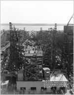 [Photograph of the Liberty ship Alexander S. Clay under construction, J.A. Jones Construction Company shipyard, Brunswick, Georgia], 1944 May 23
