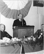 [Photograph of Georgia Governor Ellis Arnall, at a meeting at the J.A. Jones Construction Company, Brunswick, Georgia, 1943-1945?]