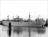 [Photograph of the Liberty ship Joseph M. Terrell at the docks of J.A. Jones Construction Company shipyard, Brunswick, Georgia, 1944]