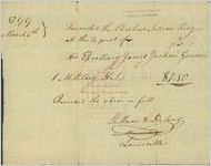 [Receipt for the purchase of a] military hat [for] the Chehaw King, 1799 Mar. 6