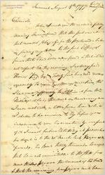 [Letter] 1797 Aug. 8, Savannah, [Georgia to] Governor of Georgia, Jared Irwin, Louisville, [Georgia] / John Berrien