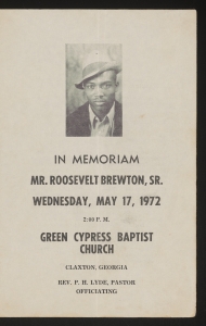 Funeral program for Mr. Roosevelt Brewton, Sr.