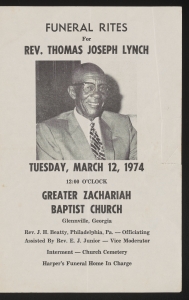 Funeral program for Reverend Thomas Joseph Lynch