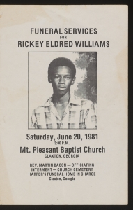 Funeral program for Rickey Eldred Williams