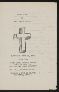 Funeral program for Mrs. Annie Murphy