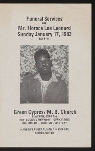 Funeral program for Mr. Horace Lee Leonarad